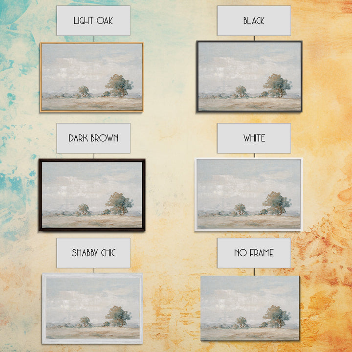 Open Field with Distant Tree Framed Canvas Print, Waiting Room Art, Landscape, Waiting Room Decor, Calm, Neutral Decor, WRA-3x2-27