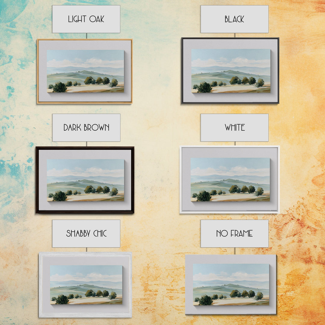 Calming Landscape with Open Sky and Gentle Framed Canvas Print, Waiting Room Art, Landscape, Waiting Room Decor, Oil Painting, WRA-3x2-5