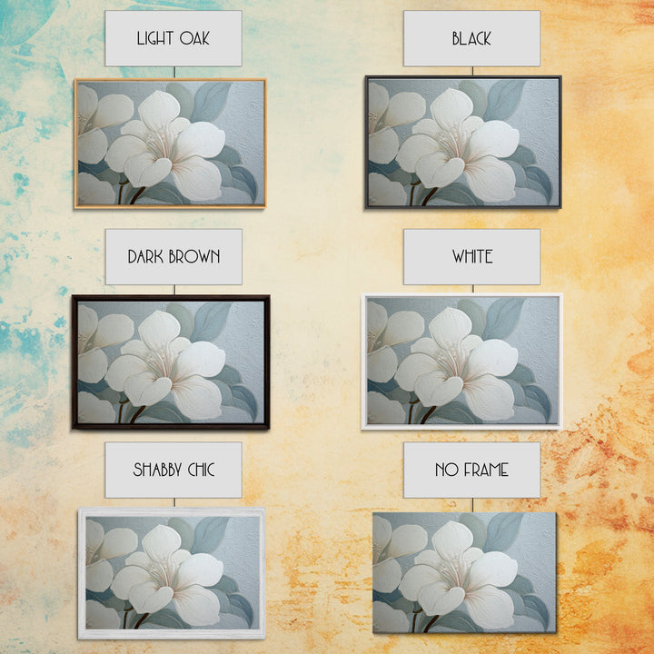 White Orchid on Light Gray Ground Framed Canvas Print, Waiting Room Art, Art Print, Waiting Room Decor, Oil Painting, Calm, WRA-3x2-59