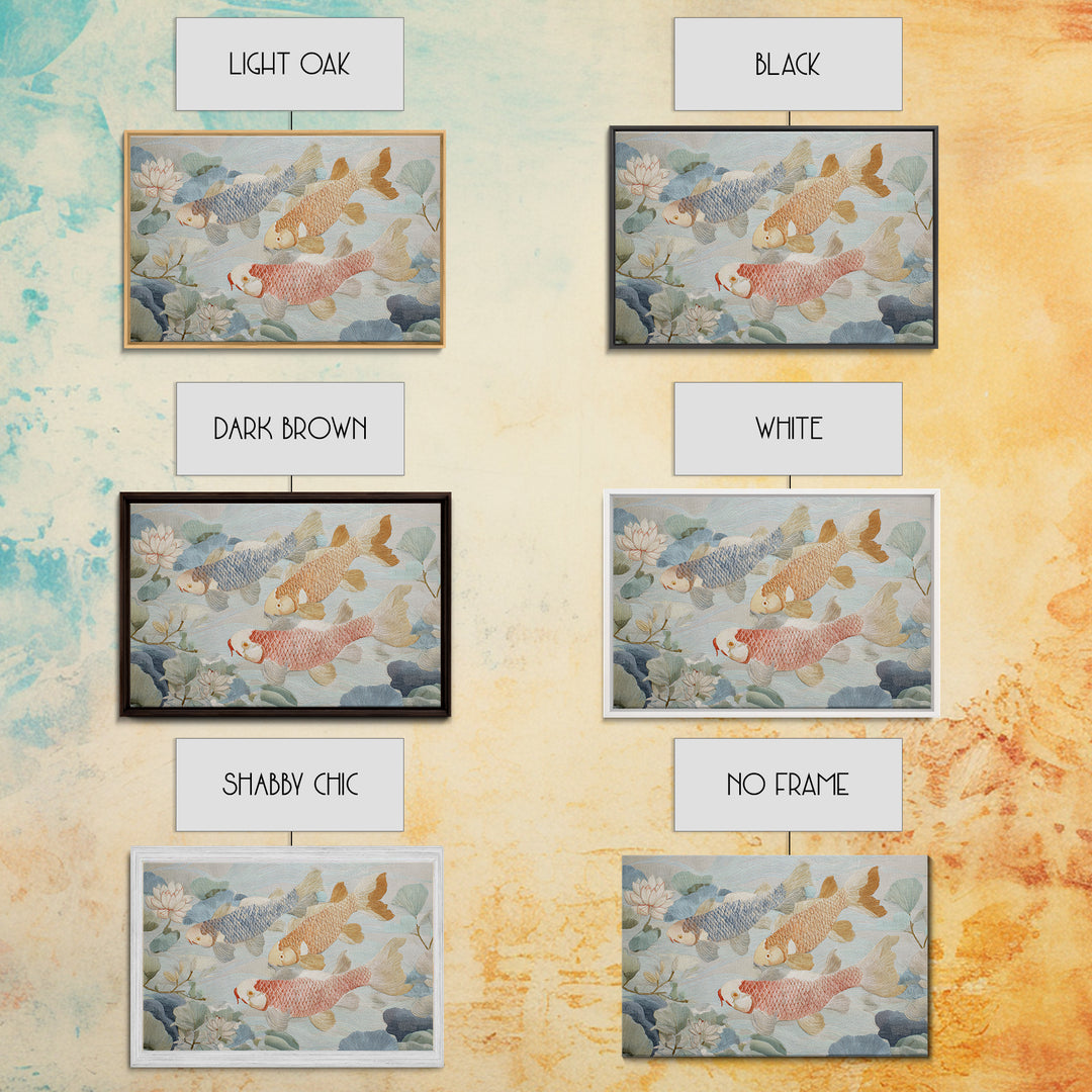 Gentle Koi Fish Framed Canvas Print, Waiting Room Art, Minimalist Wall Art, Waiting Room Decor, Oil Painting, Calm, Dental Art, WRA-3x2-74