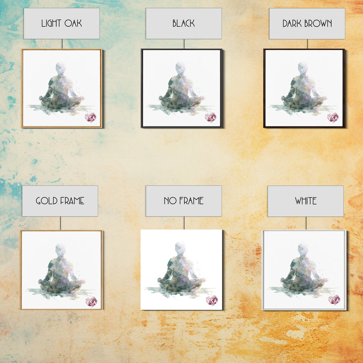 Soft Watercolor Aura Around Seated Figure Canvas Print, Yoga Studio Art, Living Room Wall Art, Yoga Studio Decor, Balance, YSA-1x1-23