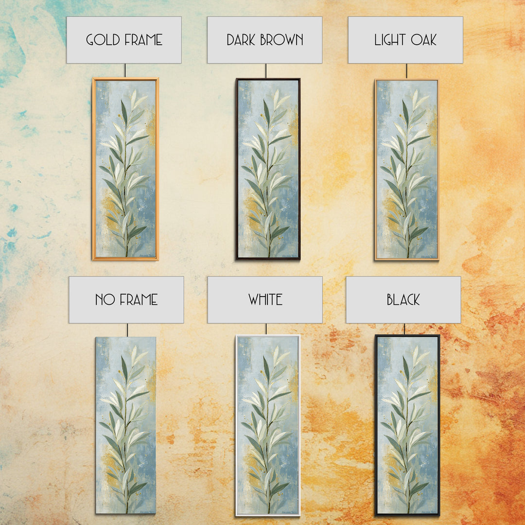 Sage Green Botanical Branch Study Framed Canvas Print, Yoga Studio Art, Neutral Decor, Yoga Studio Decor, Fine Art, Balance, YSA-1x3-53