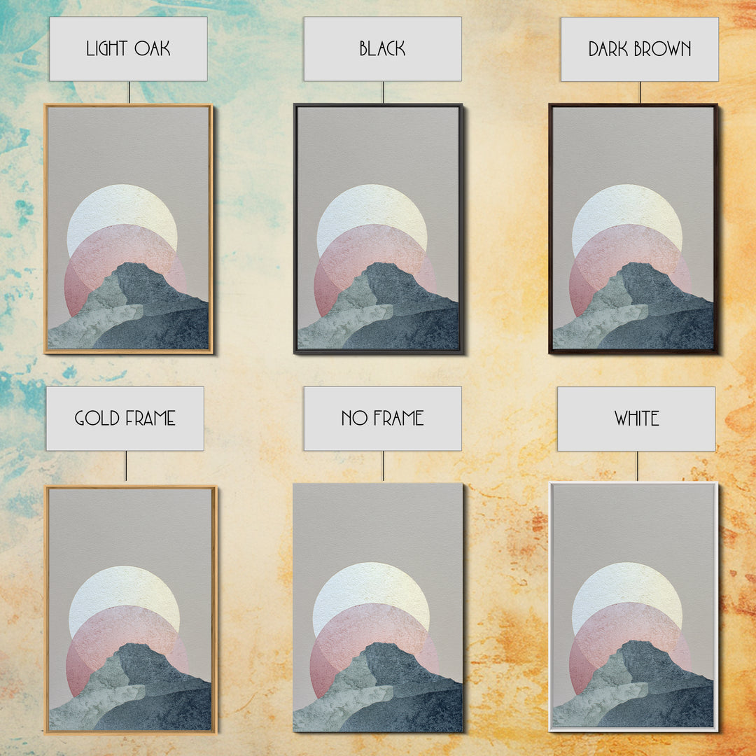 Moon Phase Arc Above Mountain Silhouette Canvas Print, Yoga Studio Art, Living Room Wall Art, Yoga Studio Decor, Balance, YSA-2x3-61
