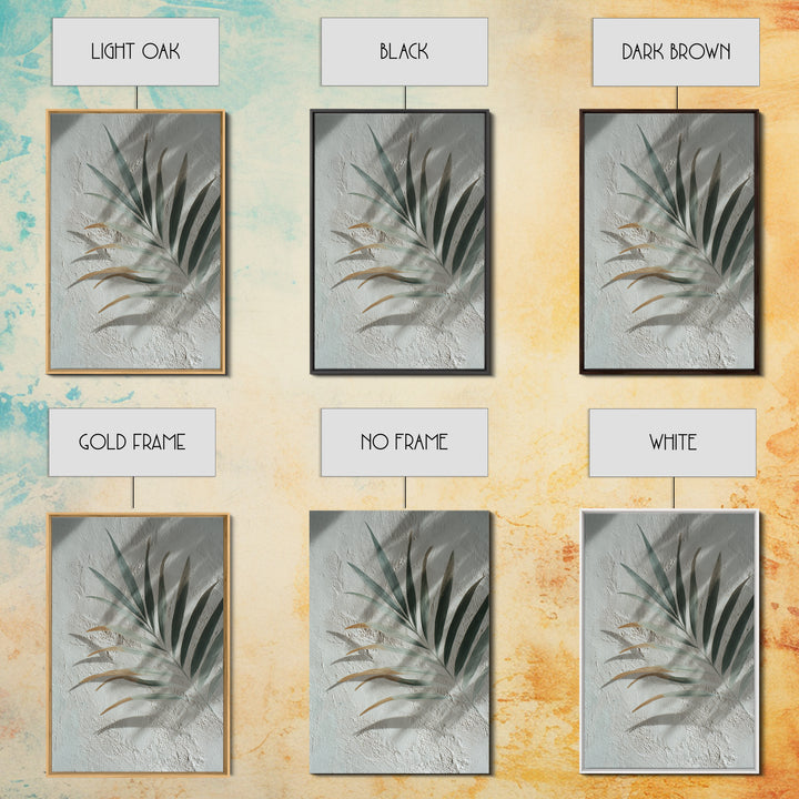 Gentle Palm Leaf Shadow on Plaster Framed Canvas Print, Yoga Studio Art, Yoga Studio Decor, Watercolor Art, Balance, YSA-2x3-80