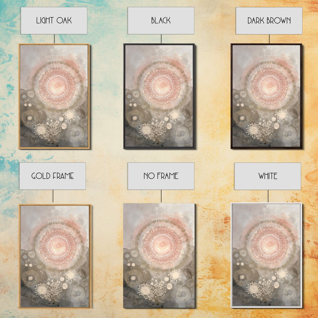 Mandala in Soft Earth Tones Framed Canvas Print, Yoga Studio Art, Wall Art Printable, Yoga Studio Decor, Watercolor Art, YSA-2x3-89