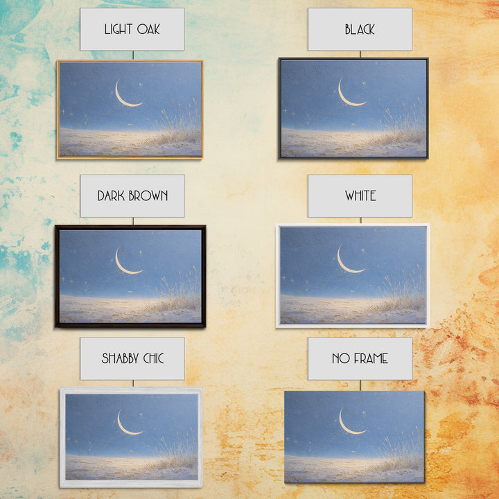 Crescent Moon and Stars Canvas Print, Yoga Studio Art, Living Room Wall Art, Yoga Studio Decor, Oil Painting, Balance, YSA-3x2-22