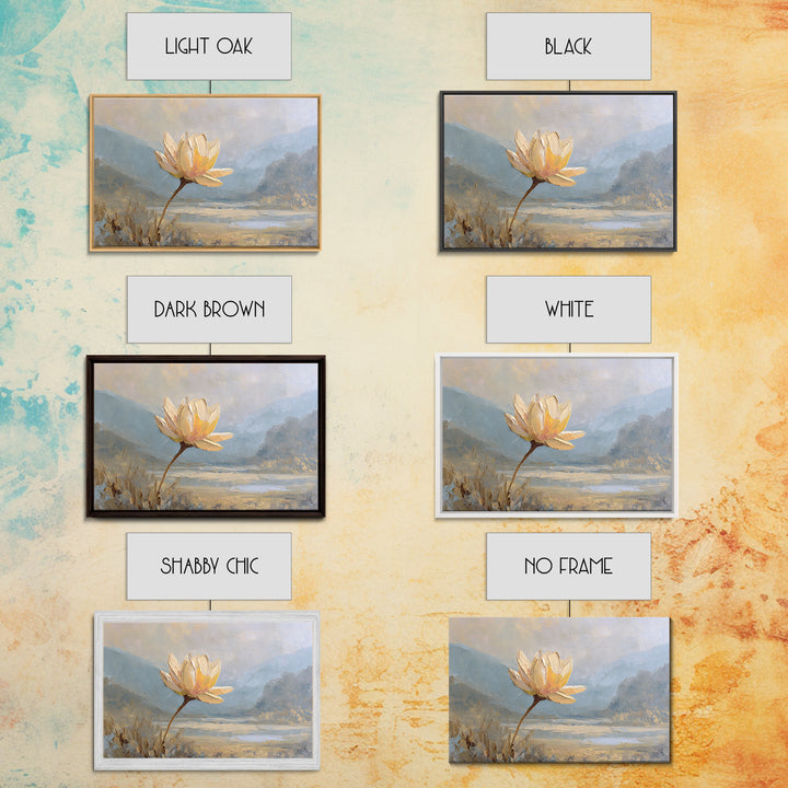 Lotus Flower with Soft Golden Glow Framed Canvas Print, Yoga Studio Art, Feminine Wall Art, Yoga Studio Decor, Watercolor Art, YSA-3x2-79