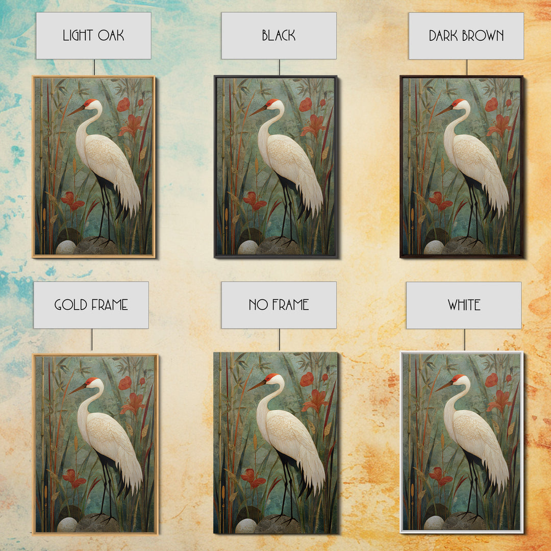 White Crane Standing Canvas Print, Zen Art, Abstract Art, Living Room Decor, Zen, Wabi Sabi Wall Art, Extra Large Wall Art, ZEN-2x3-15