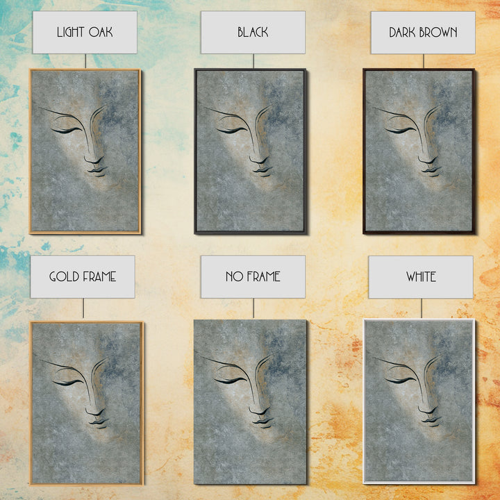 Calm Face with Closed Eyes and Simple Canvas Print, Zen Art, Abstract Art, Living Room Decor, Fine Art, Zen, Wabi Sabi Wall Art, ZEN-2x3-54
