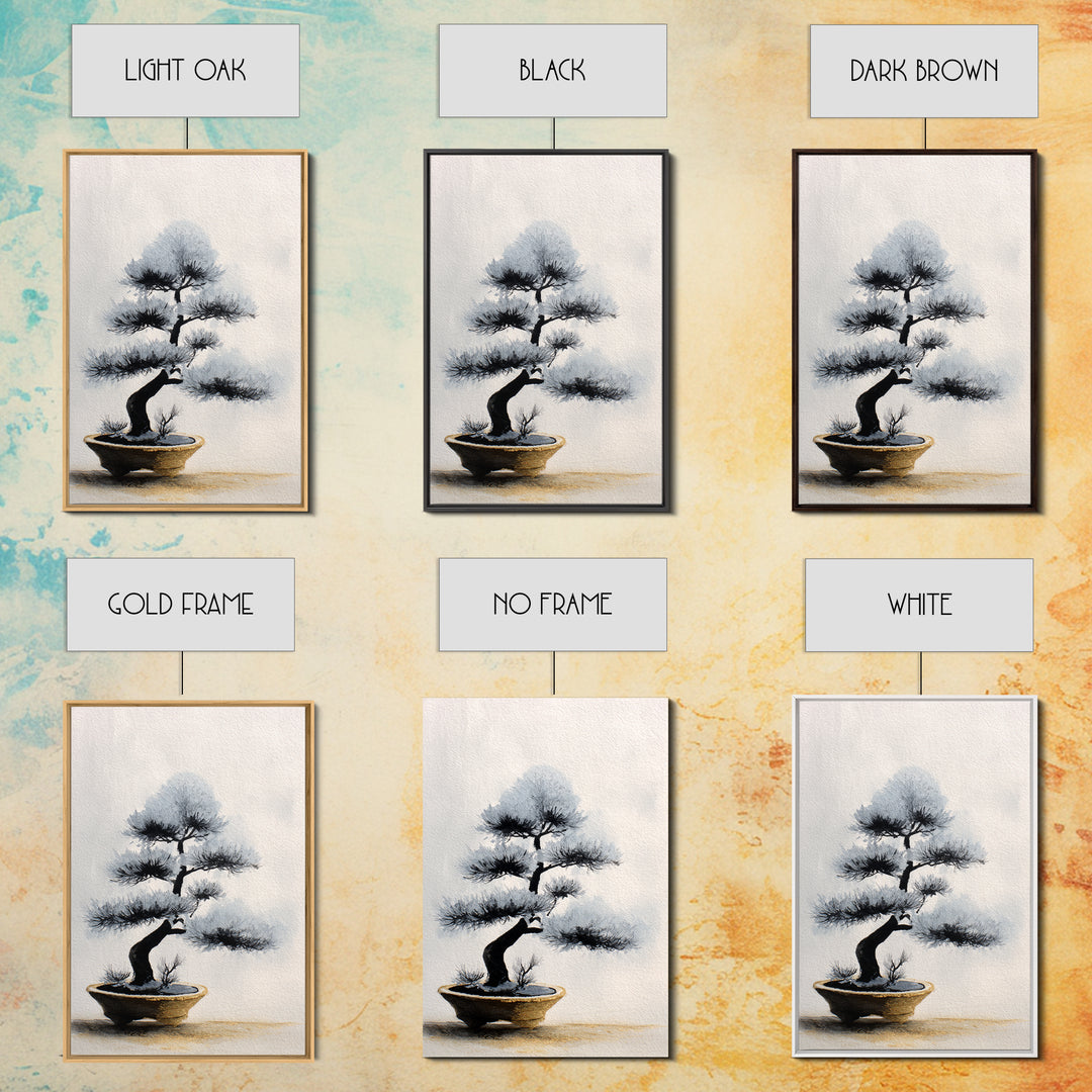 Bonsai Tree in Simple Ceramic Pot Framed Canvas Print, Zen Art, Large Wall Art, Living Room Decor, Abstract Art, Zen, ZEN-2x3-92