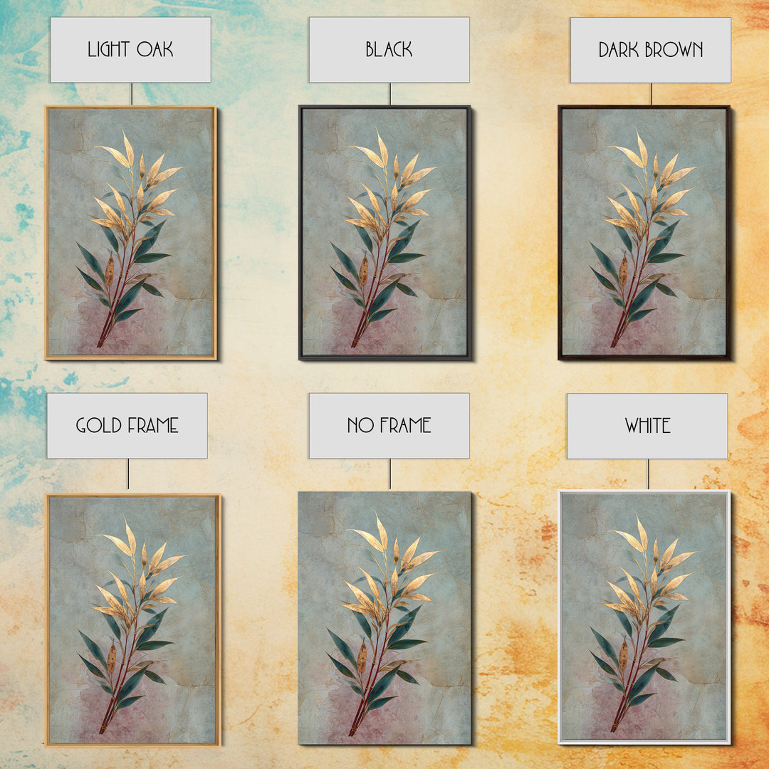 Minimal Bamboo Leaves Framed Canvas Print, Zen Art, Artist, Living Room Decor, Fine Art, Zen, Textured Painting, ZEN-2x3-97