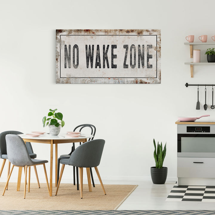 No Wake Zone Sign, Canvas Print, Framed Sign, Sign Above Bed For Lake House, Nursery Decor, Lake Wall Art