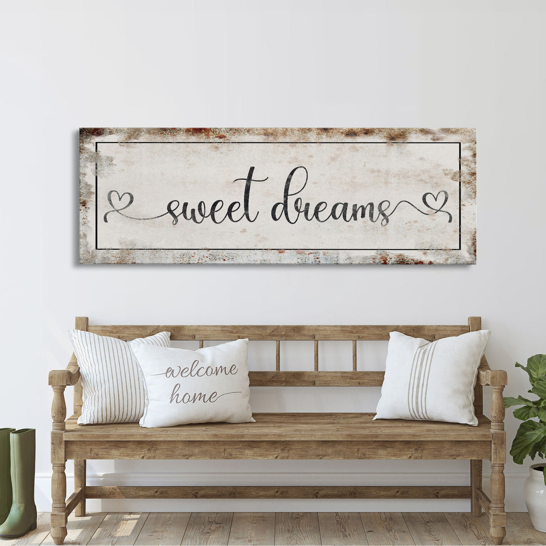 Sweet Dreams Canvas Sign, Master Bedroom Sign, Bedroom Wall Decor, Sign For Bedroom, distressed Canvas Sign, Sign Above Bed, Bedroom Art