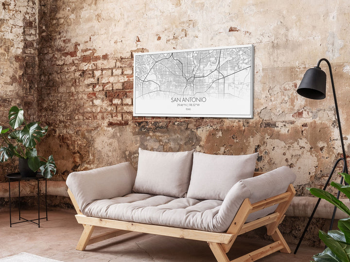 San Antonio City Map, Texas Art, Map Print, Minimalist Wall Art, Wall Art, Canvas Art, Landscape Art, Framed Wall Décor, New Homeowner Gift