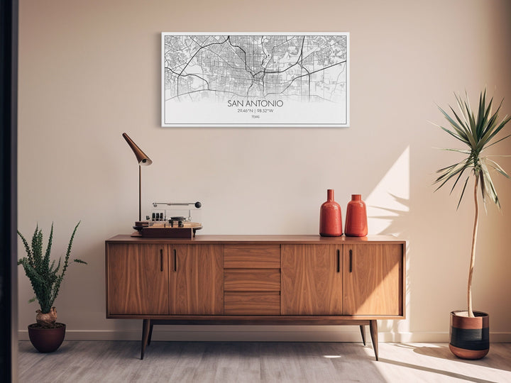 San Antonio City Map, Texas Art, Map Print, Minimalist Wall Art, Wall Art, Canvas Art, Landscape Art, Framed Wall Décor, New Homeowner Gift