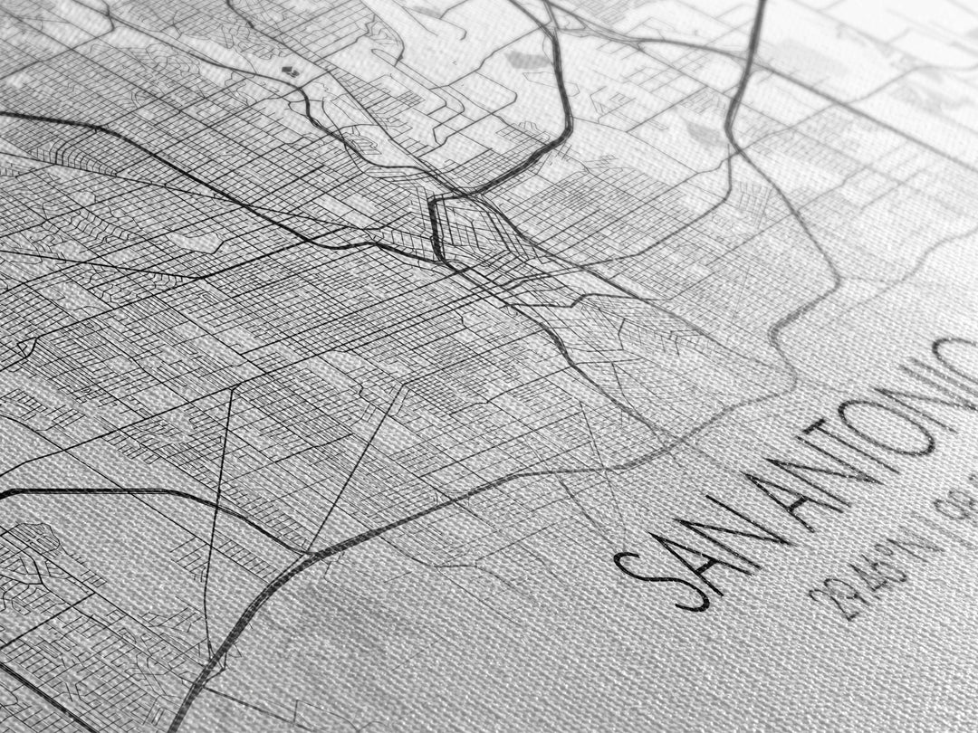 San Antonio City Map, Texas Art, Map Print, Minimalist Wall Art, Wall Art, Canvas Art, Landscape Art, Framed Wall Décor, New Homeowner Gift