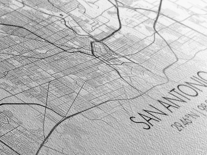San Antonio City Map, Texas Art, Map Print, Minimalist Wall Art, Wall Art, Canvas Art, Landscape Art, Framed Wall Décor, New Homeowner Gift