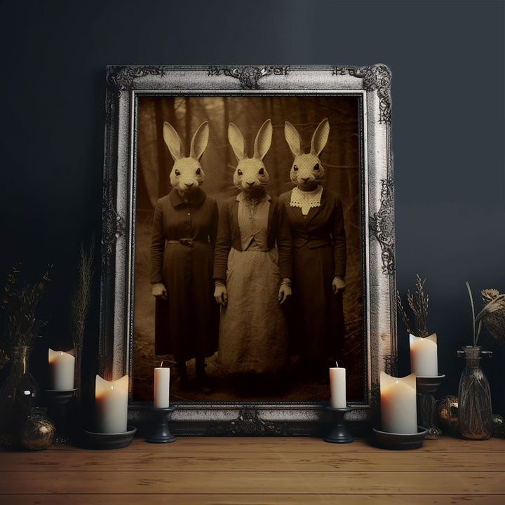 The Cult of The Rabbit, Witchcraft Art, Vintage Tintype Photography, Halloween Canvas Art Print, Gothic Occult Art, Witchcraft Decor