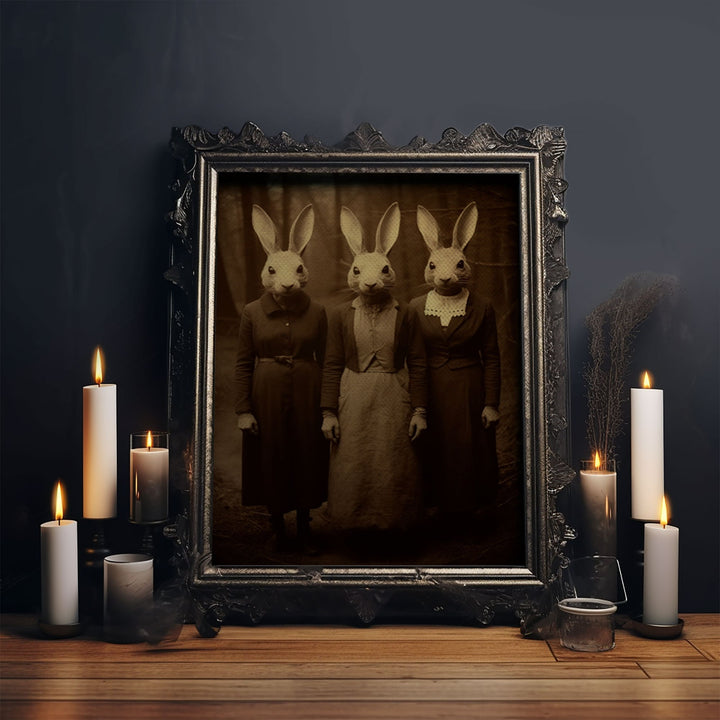 The Cult of The Rabbit, Witchcraft Art, Vintage Tintype Photography, Halloween Canvas Art Print, Gothic Occult Art, Witchcraft Decor
