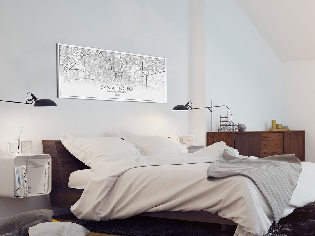San Antonio City Map, Texas Art, Map Print, Minimalist Wall Art, Wall Art, Canvas Art, Landscape Art, Framed Wall Décor, New Homeowner Gift