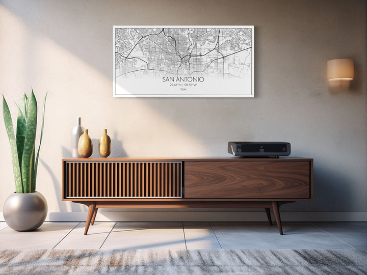 San Antonio City Map, Texas Art, Map Print, Minimalist Wall Art, Wall Art, Canvas Art, Landscape Art, Framed Wall Décor, New Homeowner Gift