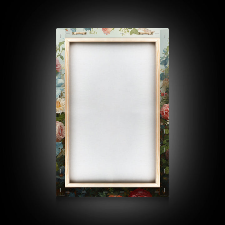 Floral Sugar Skull Print, Framed Canvas Print, Macabre Halloween Art, Vintage Halloween Decor, White Skill Painting