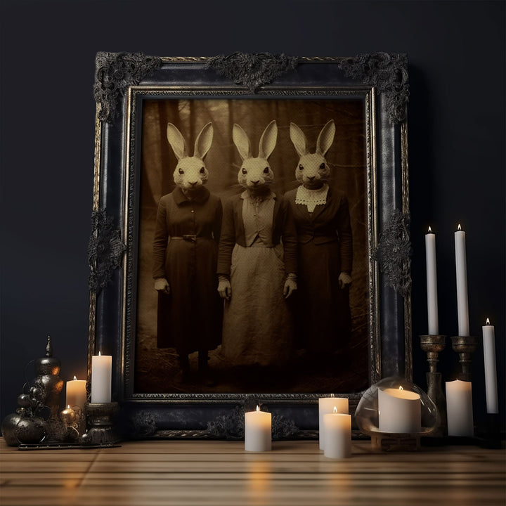 The Cult of The Rabbit, Witchcraft Art, Vintage Tintype Photography, Halloween Canvas Art Print, Gothic Occult Art, Witchcraft Decor