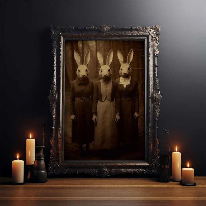 The Cult of The Rabbit, Witchcraft Art, Vintage Tintype Photography, Halloween Canvas Art Print, Gothic Occult Art, Witchcraft Decor