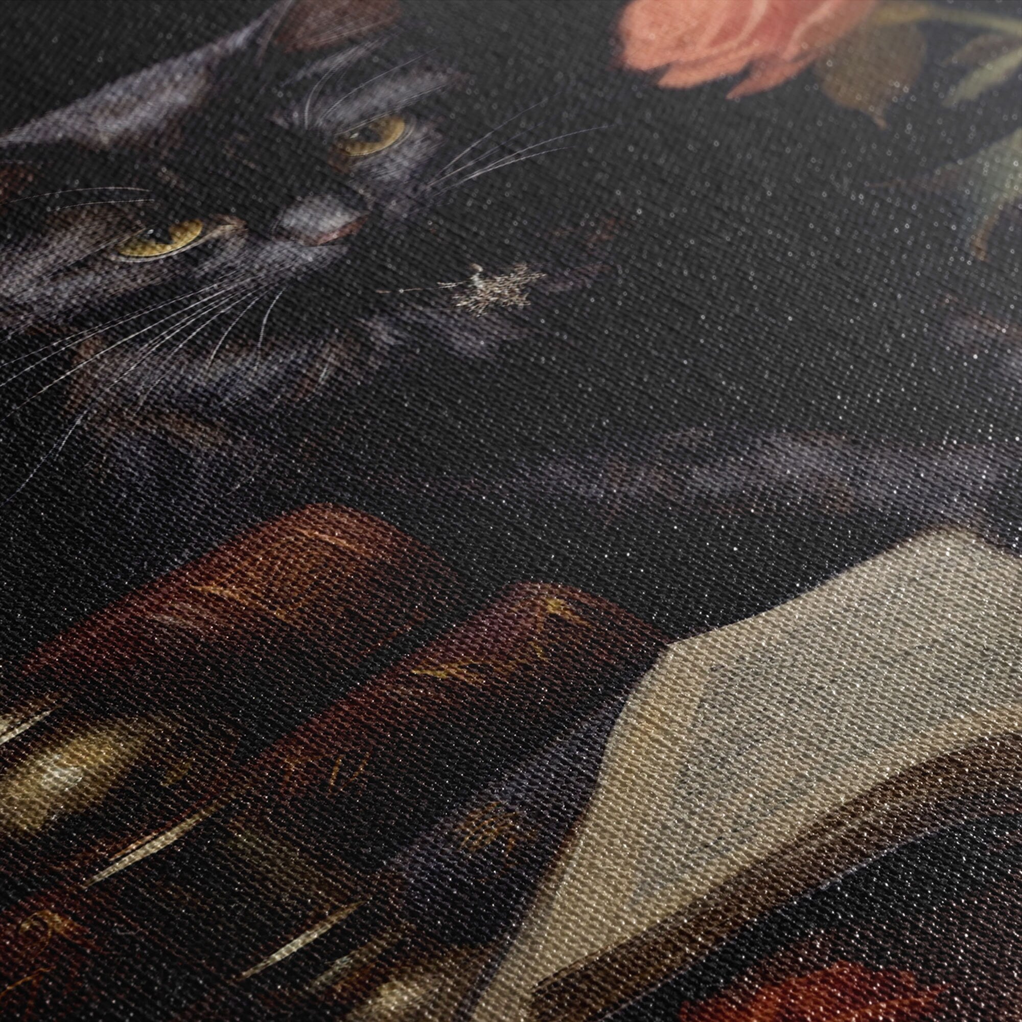 Spooky Black Cat Witch Familiar Print, Vintage Canvas, Art Canvas Print, Dark Academia, Gothic Victorian, Black Cat Art, Witchy Decor