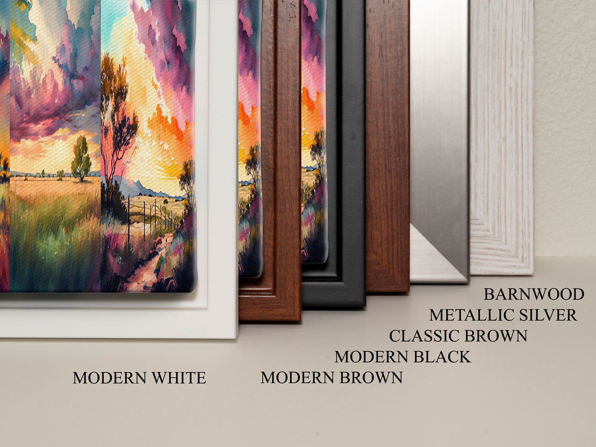 Texas Landscape Wall Art Set, Watercolor Paintings Canvas Print Original, Abstract Landscape Art Framed, Set of 3