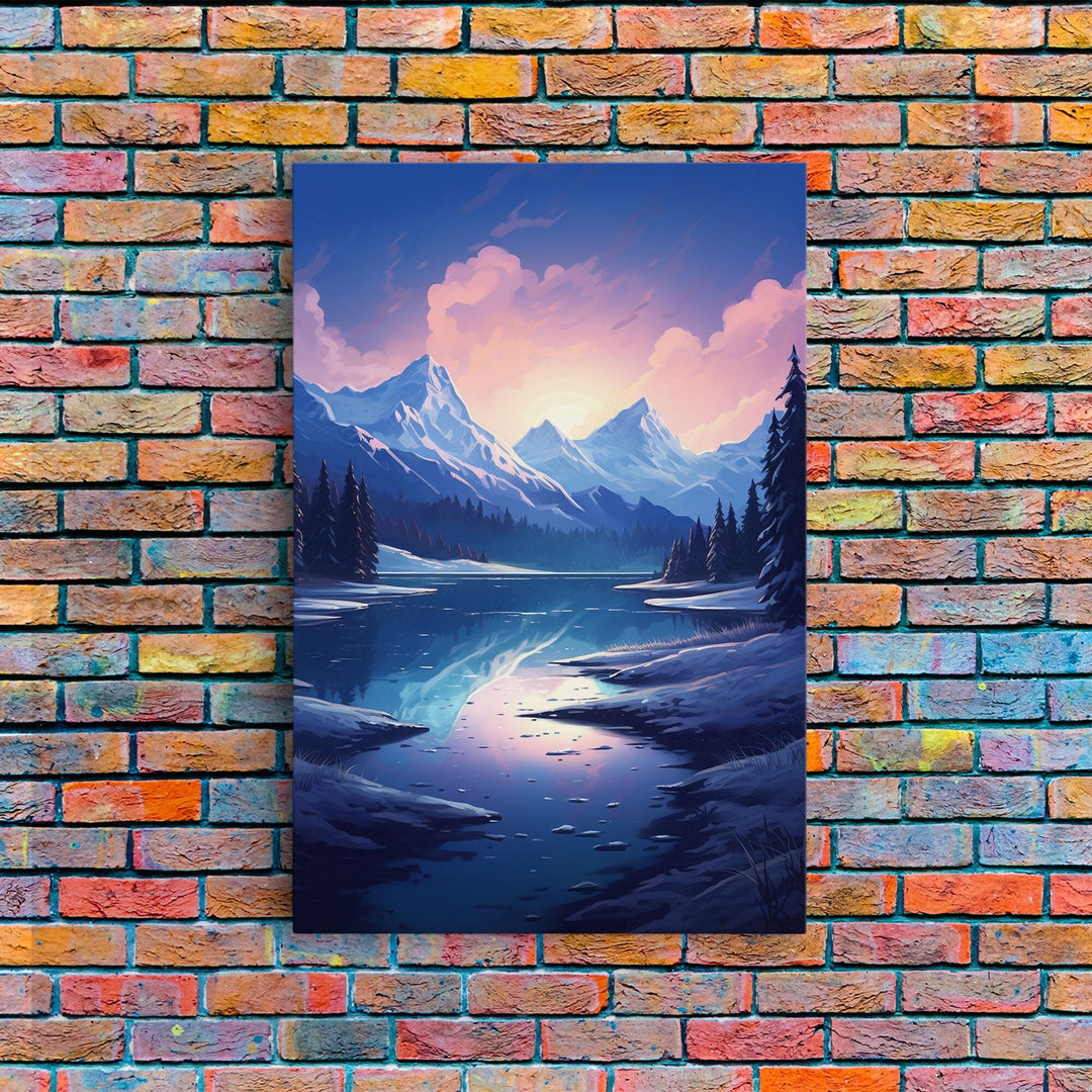 Mountains Wall Art, Trees Wall Art, Water Reflection, River Wall Art, Canvas Print, Wall Art, Vertical Art, Travel Print, Entryway Prints