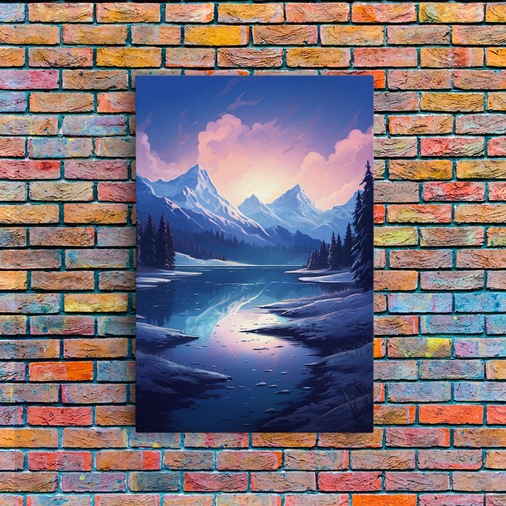Mountains Wall Art, Trees Wall Art, Water Reflection, River Wall Art, Canvas Print, Wall Art, Vertical Art, Travel Print, Entryway Prints