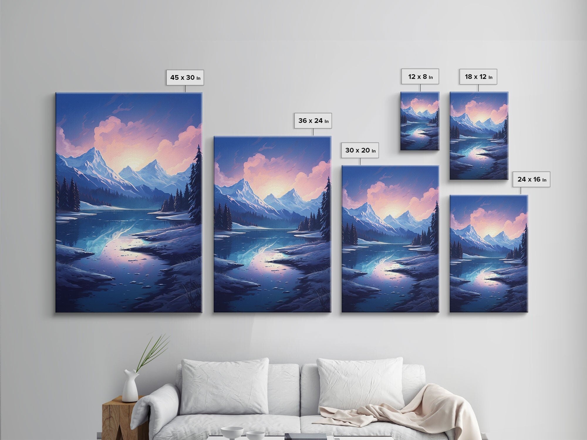 Mountains Wall Art, Trees Wall Art, Water Reflection, River Wall Art, Canvas Print, Wall Art, Vertical Art, Travel Print, Entryway Prints